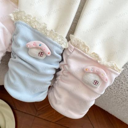 Toddler Girl Fleece Contrasting Color Pile Lace Leggings - image 3