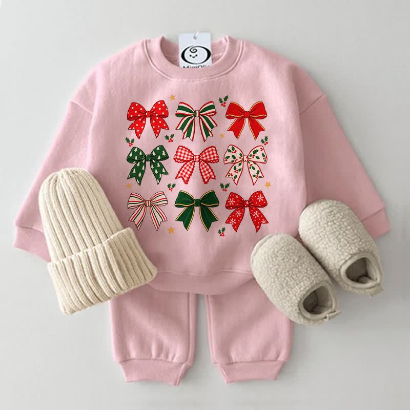Baby Bow Print Sweatshirt 2-piece Set - Pink - 2-3T - image 2