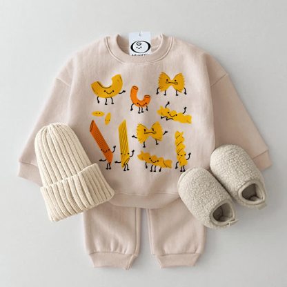 Baby Pasta Print Sweatshirt 2-piece Set - Beige - 2-3T - image 1