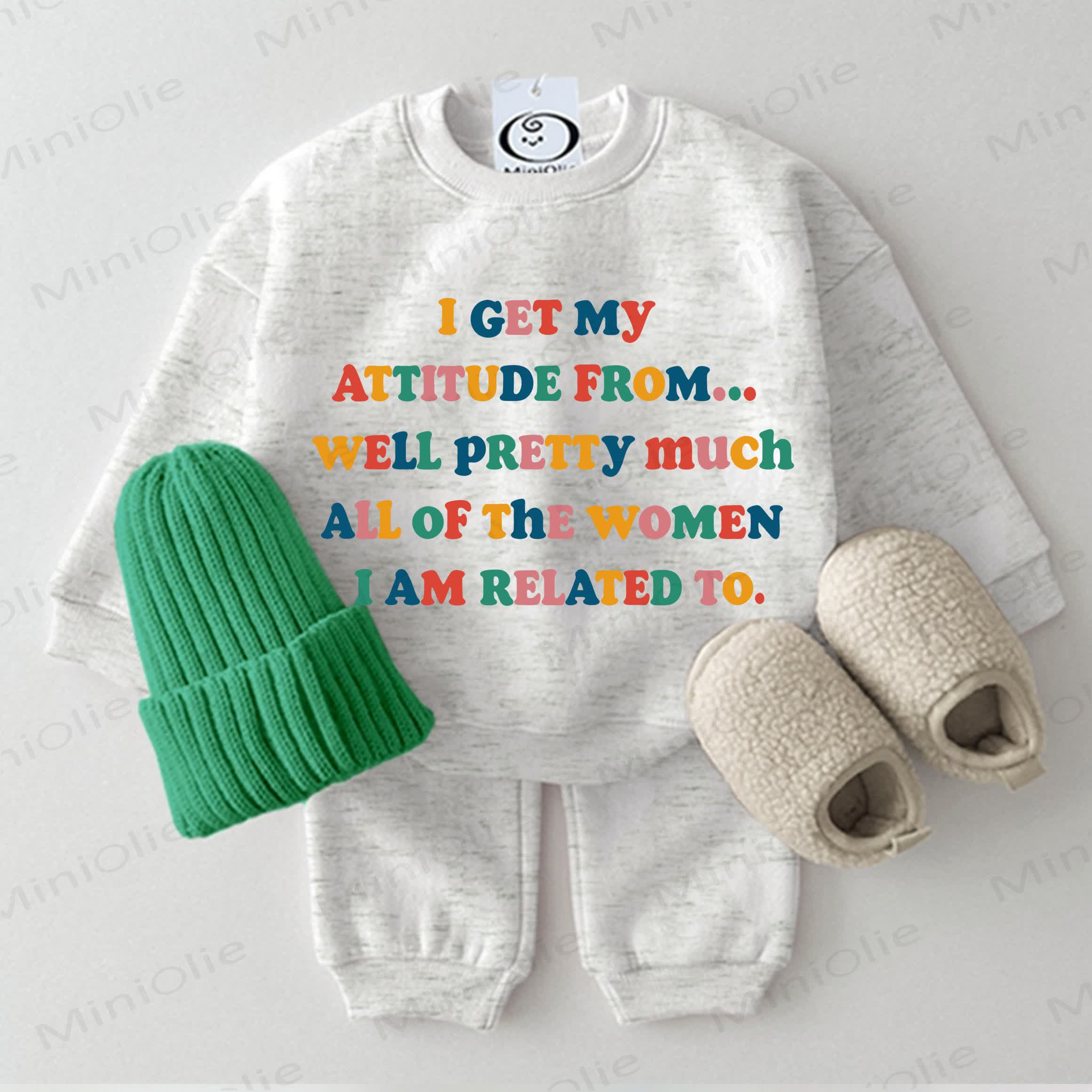 I GET MY ATTITUDE FROM... WELL PRETTY MUCH ALL OF THE WOMEN I AMRELATED TO. Baby Light Grey Sweatshirt 2-piece Set - Light Grey - 2-3T - image 1