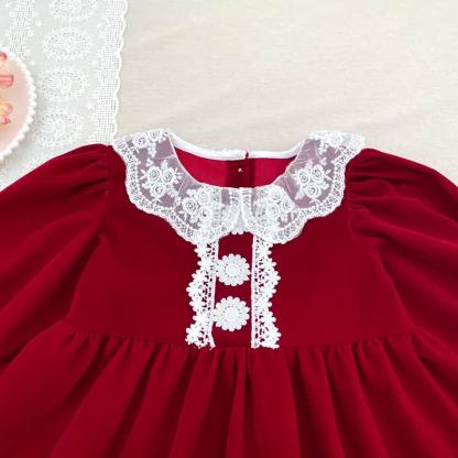 Toddler Girl Velvet Lace Collar Long Sleeve Dress - image 7