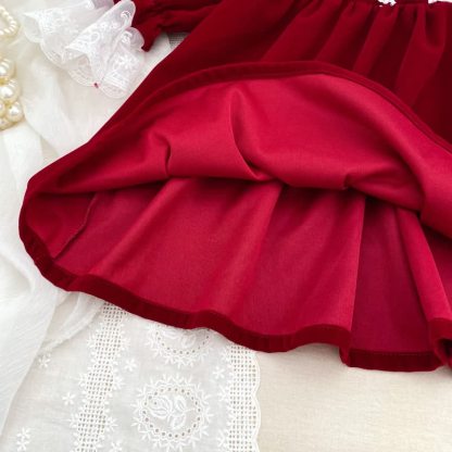 Toddler Girl Velvet Lace Collar Long Sleeve Dress - image 11