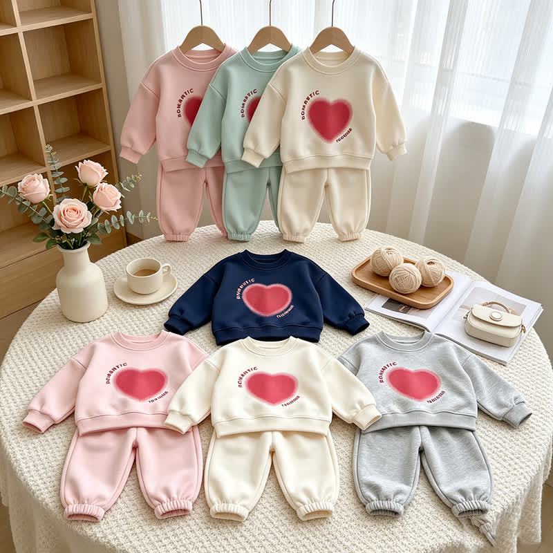 ROMANTIC TOGETHER Toddler Heart Print Sweatshirt and Jogger 2-piece Set - image 9