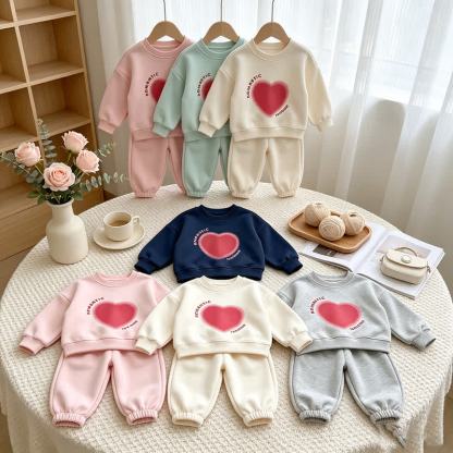 ROMANTIC TOGETHER Toddler Heart Print Sweatshirt and Jogger 2-piece Set - image 9