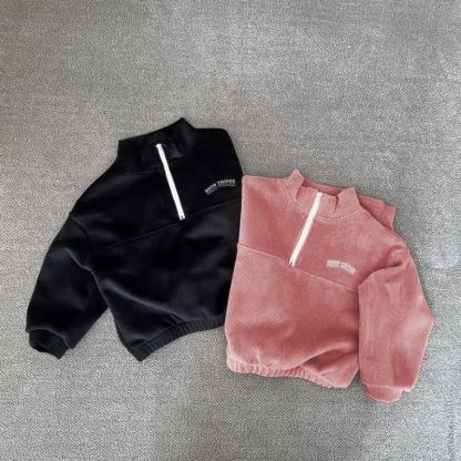 Toddelr Corduroy Half Zip Sweatshirt and Pants 2-piece Set - image 4