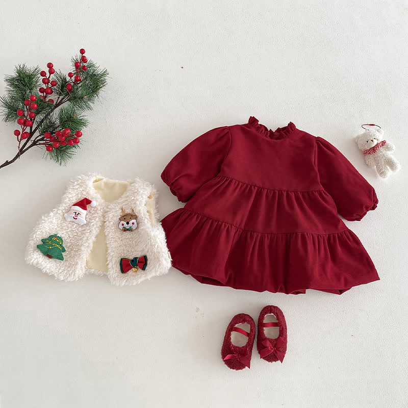 Baby Toddler Girl Christmas Red Dress or Christmas Waistcoat or Snowman Outerwear or Christmas Sweatshirt - image 3