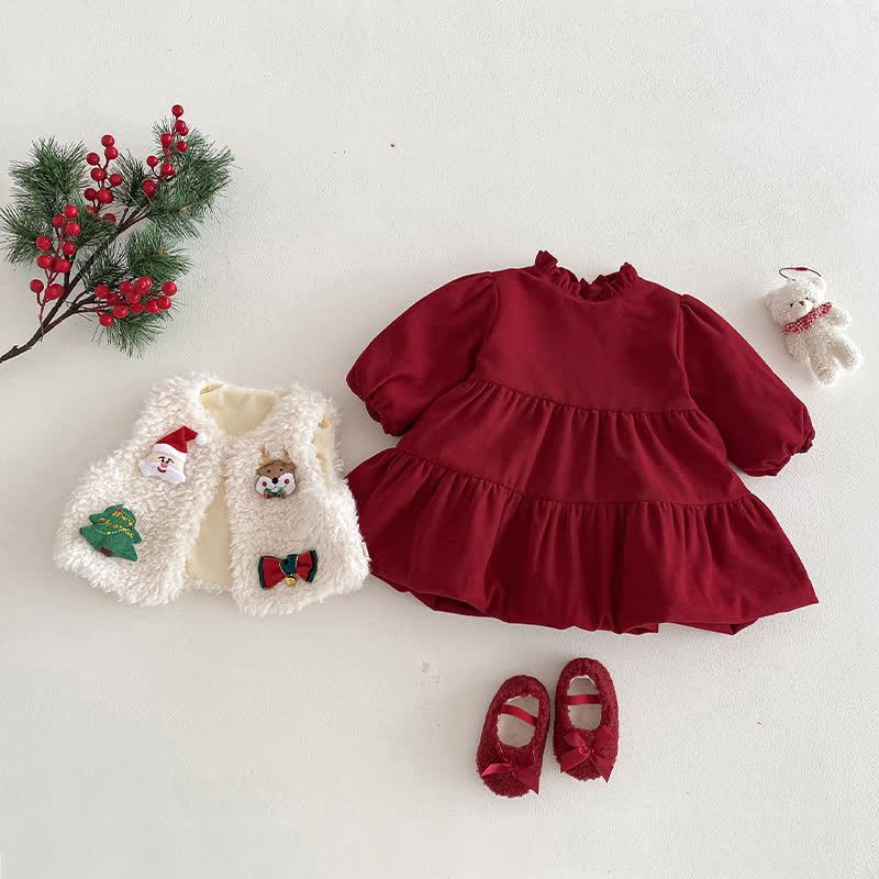 Baby Toddler Girl Christmas Red Dress or Christmas Waistcoat or Snowman Outerwear or Christmas Sweatshirt - image 3