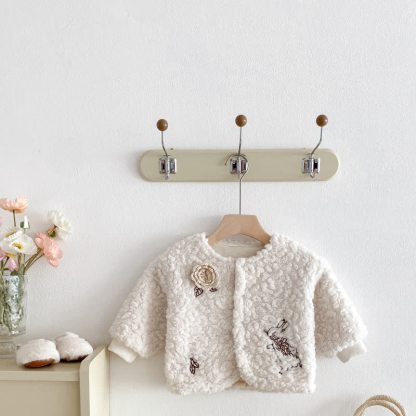 Baby Floral Fleece Jacket - Beige - 3-4T - image 2