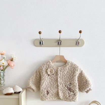 Baby Floral Fleece Jacket - Khaki - 3-4T - image 4