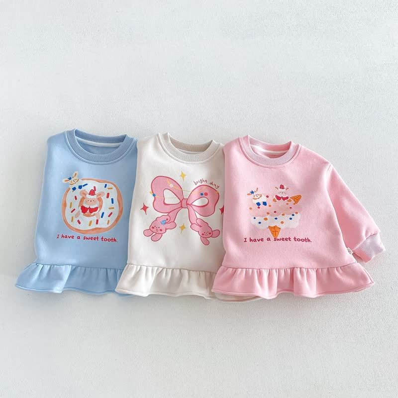 Baby Toddler Cartoon Ruffle Hem Long Sleeve Dress - image 8