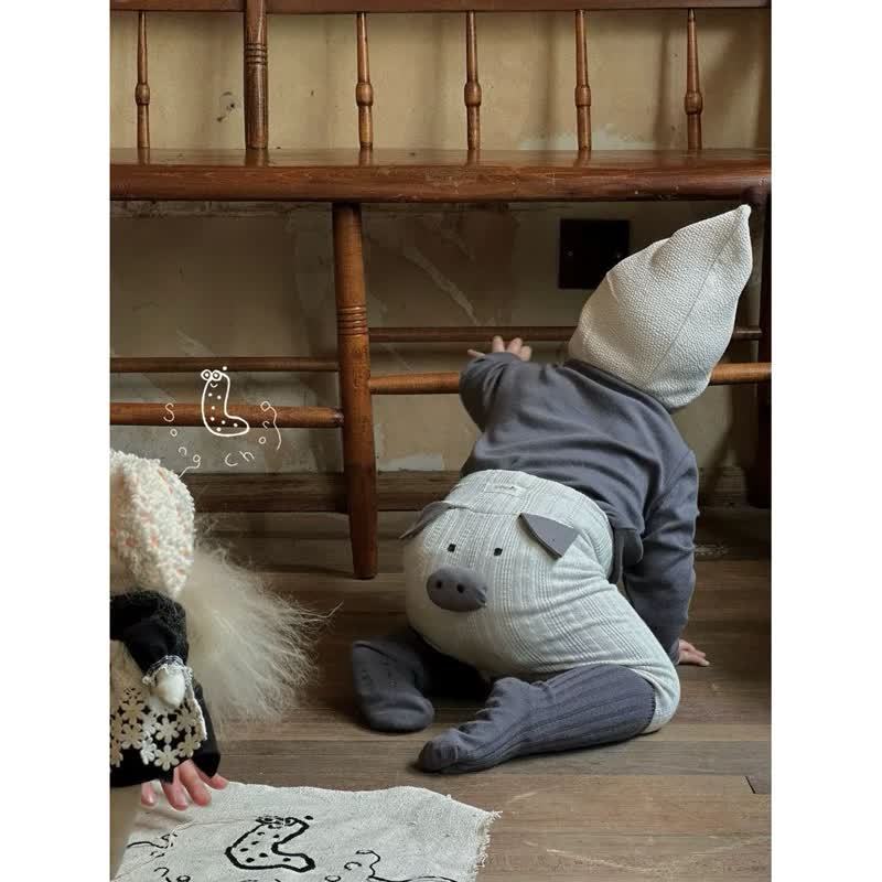 Baby Pig Face Gray Leggings - Grey - 2-3T - image 1