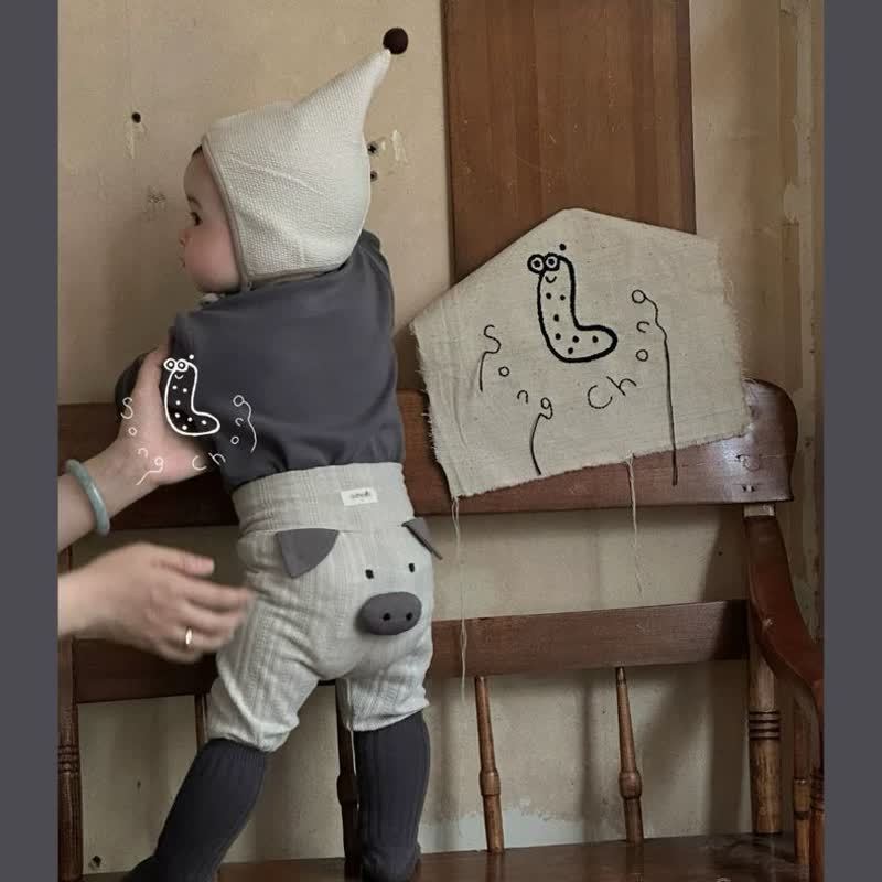 Baby Pig Face Gray Leggings - image 2