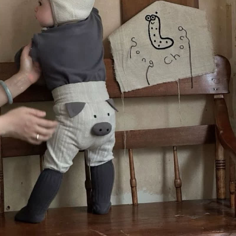 Baby Pig Face Gray Leggings - image 5
