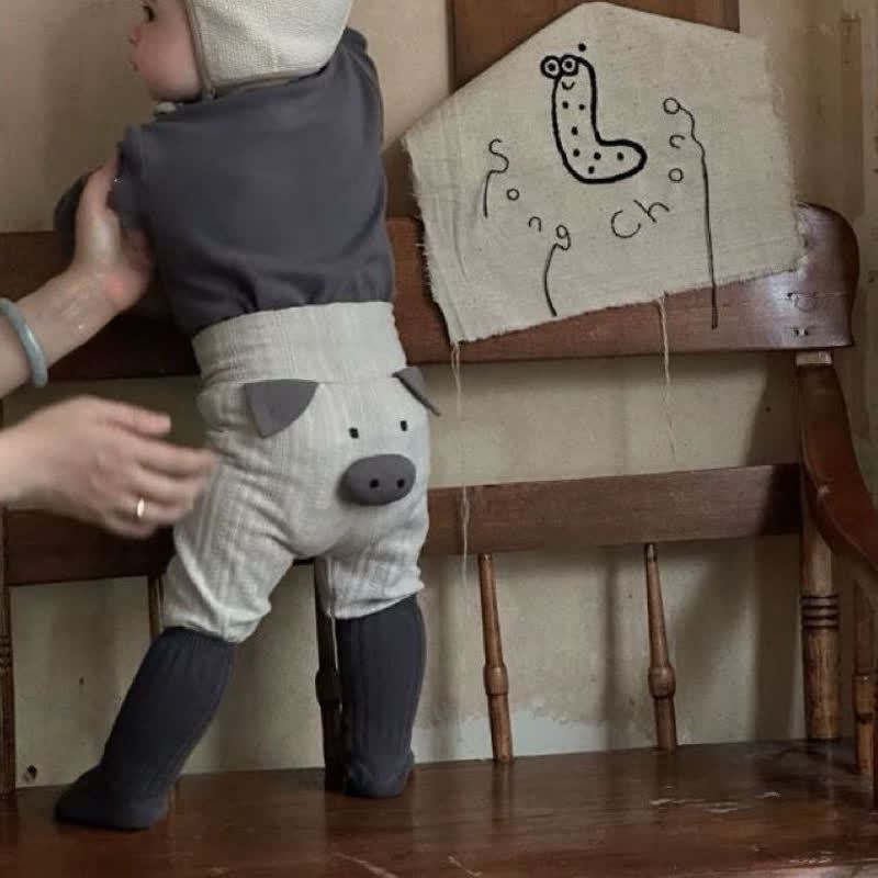 Baby Pig Face Gray Leggings - image 5
