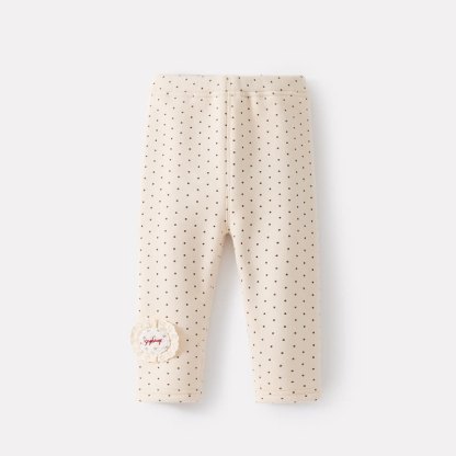 Baby Fleece Lined Dot Leggings - Beige - 2-3T - image 3