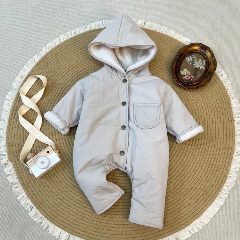 Baby Sherpa Hoode Romper - Beige - 2-3T - image 3