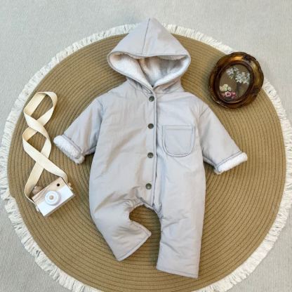 Baby Sherpa Hoode Romper - Beige - 2-3T - image 3