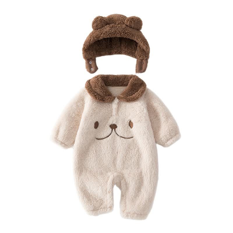 Baby Fleece Animal Romper Set with Hat - image 2
