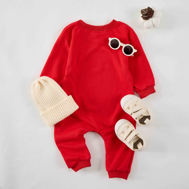 MERRY CHRISTMAS Baby Bear Print Red Romper - image 2