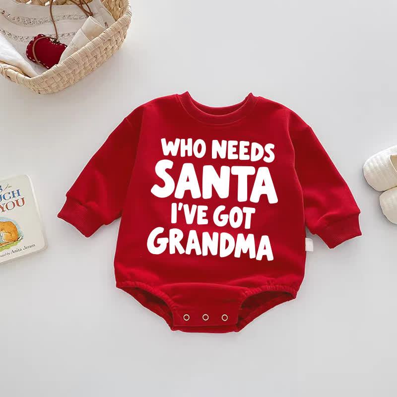 WHO NEEDS SANTA I'VE GOT GRANDMA Baby Red Bodysuit - Red - 18-24M - image 1