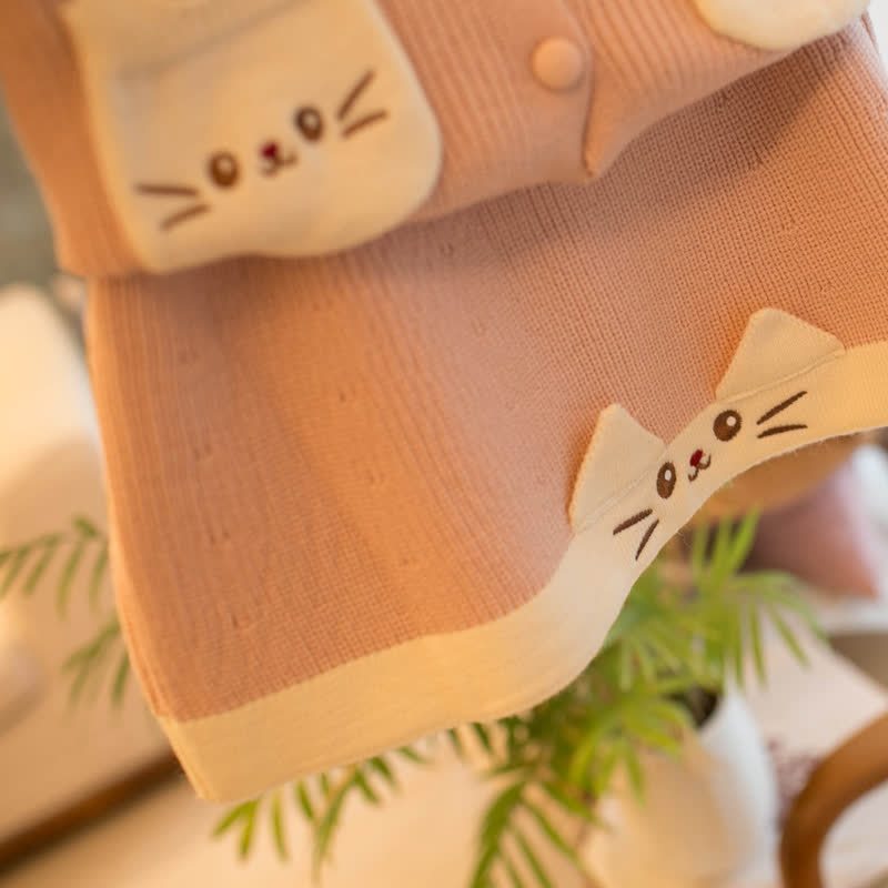 Toddler Girl Cat Pocket Sailor Collar Knit Dress - image 8