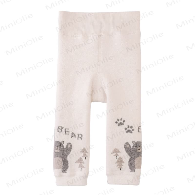 Baby Animal Fleece Lined Leggings - Beige Bear - 2-4T - image 4