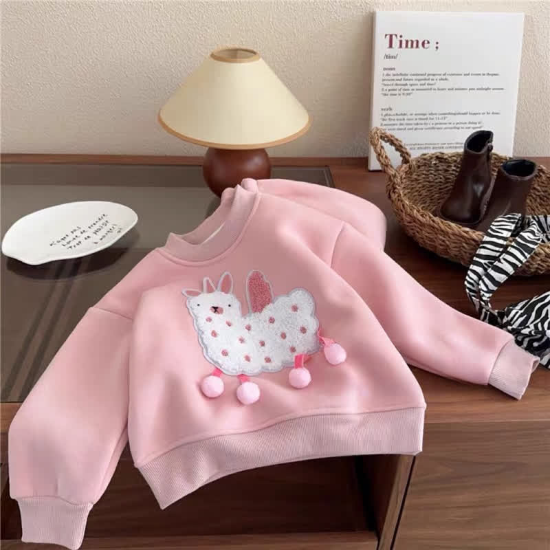 Toddler Pink Plush Lamb Sweatshirt and Pants 2-piece Set - image 3