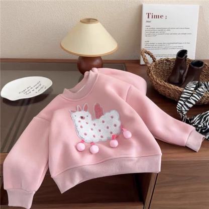 Toddler Pink Plush Lamb Sweatshirt and Pants 2-piece Set - image 3