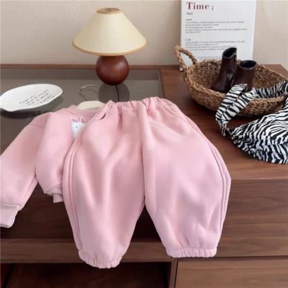 Toddler Pink Plush Lamb Sweatshirt and Pants 2-piece Set - image 4