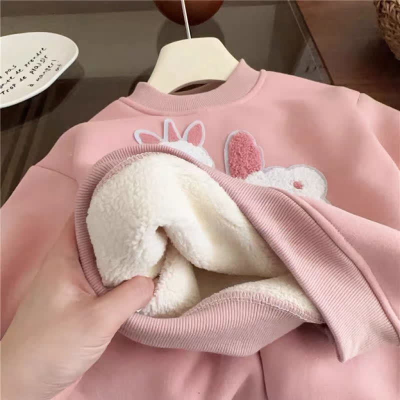 Toddler Pink Plush Lamb Sweatshirt and Pants 2-piece Set - image 5