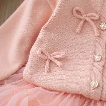 Toddler Girl Bow Cardigan and Tulle Skirt 2-piece Set - image 6