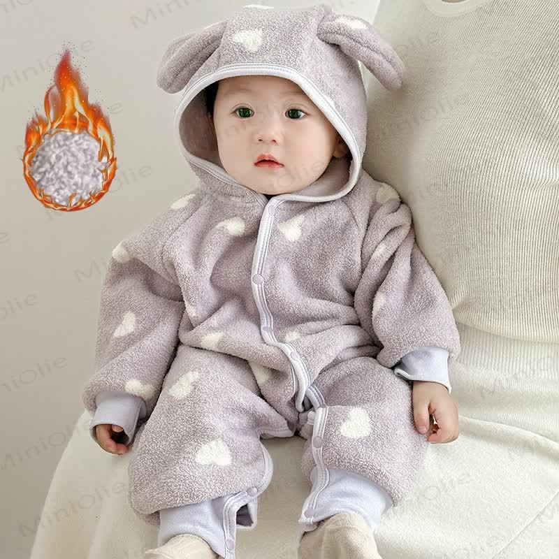 Baby Heart/Animal Plush Hooded Romper - Purple Heart - 2-3T - image 2