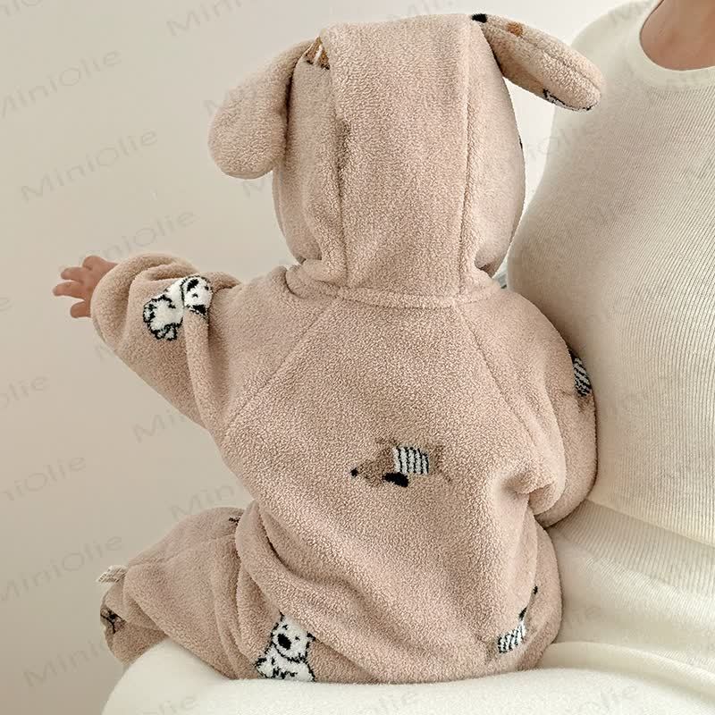 Baby Heart/Animal Plush Hooded Romper - image 5