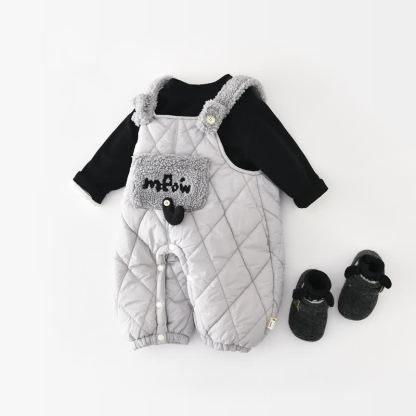 Baby Todder Quilted Sherpa Trim Overalls or Black Sweatshirt - image 1