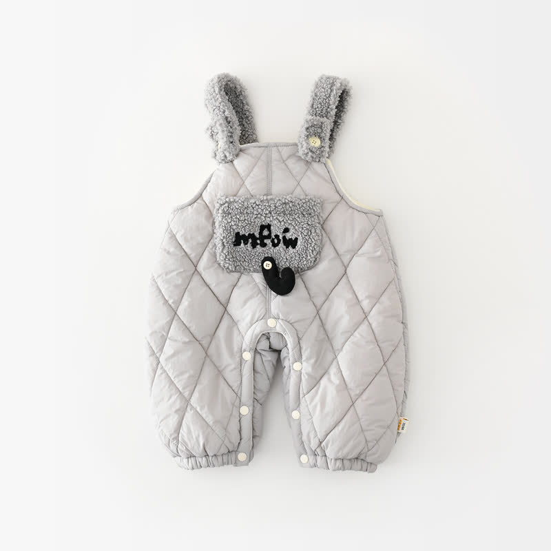 Baby Todder Quilted Sherpa Trim Overalls or Black Sweatshirt - Gray - 3-4T - image 2