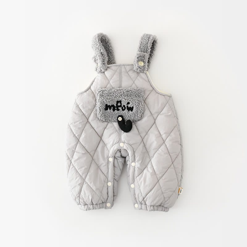 Baby Todder Quilted Sherpa Trim Overalls or Black Sweatshirt - Gray - 3-4T - image 2
