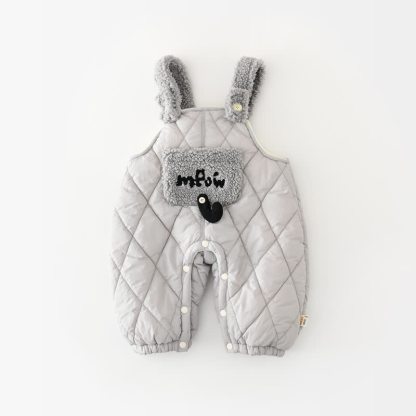 Baby Todder Quilted Sherpa Trim Overalls or Black Sweatshirt - Gray - 3-4T - image 2