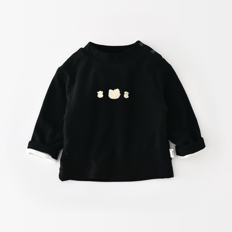Baby Todder Quilted Sherpa Trim Overalls or Black Sweatshirt - Black - 3-4T - image 3