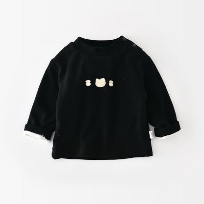 Baby Todder Quilted Sherpa Trim Overalls or Black Sweatshirt - Black - 3-4T - image 3