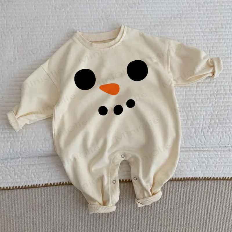 Baby Toddler Snowman Happy Face Beige Romper - Beige - 2-3T - image 1