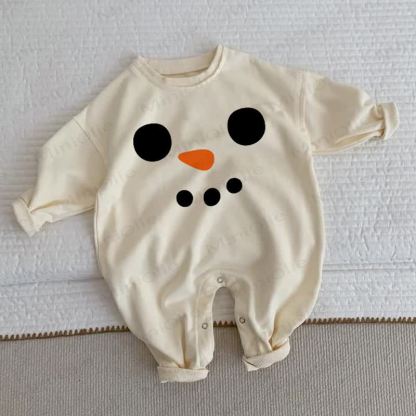 Baby Toddler Snowman Happy Face Beige Romper - Beige - 2-3T - image 1