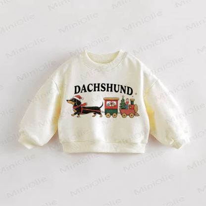 DACHSHUND Baby Toddler Christmas Daschund Cream Sweatshirt - Cream - 3-5T - image 1