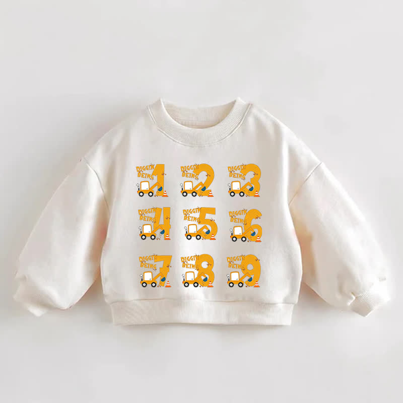 DIGGIN' BEING Baby Toddler Excavator Cream Sweatshirt - Cream - 3-5T - image 1