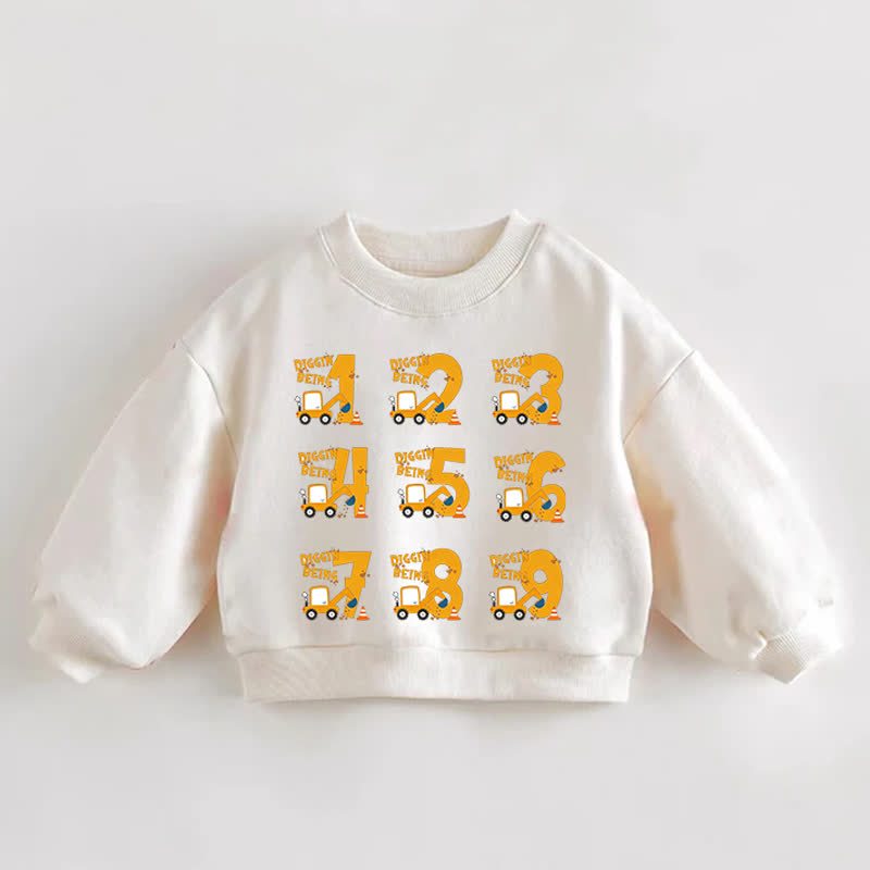 DIGGIN' BEING Baby Toddler Excavator Cream Sweatshirt - Cream - 3-5T - image 1