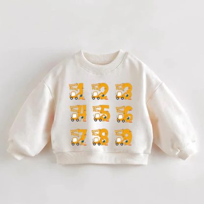 DIGGIN' BEING Baby Toddler Excavator Cream Sweatshirt - Cream - 3-5T - image 1