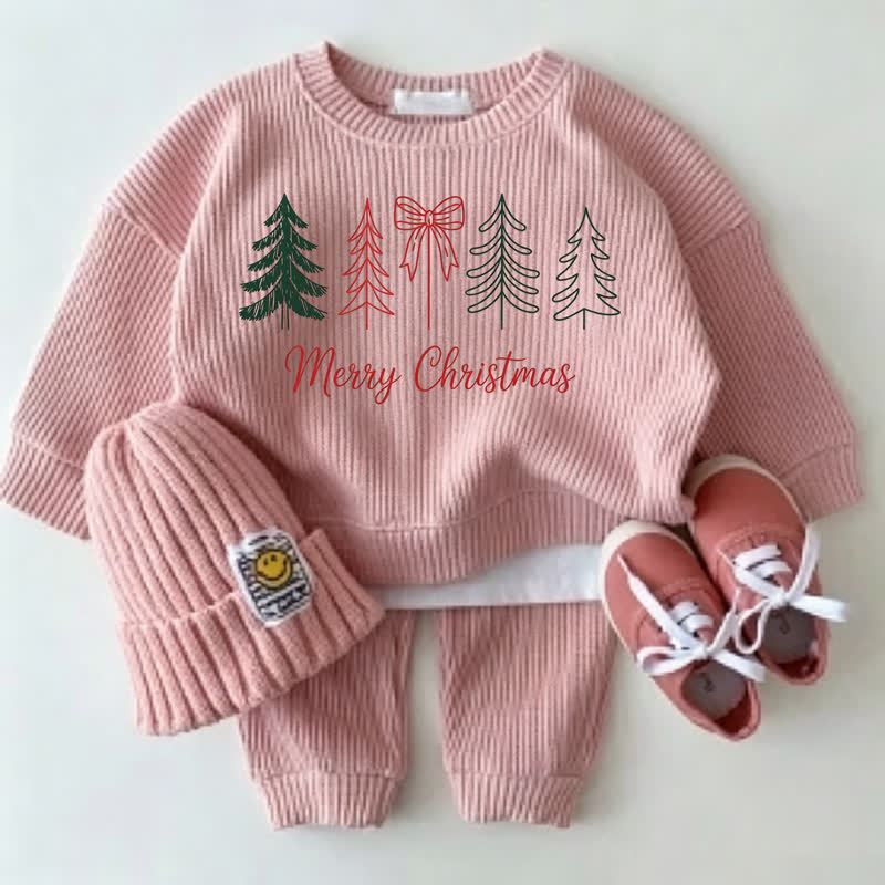 MERRY CHRISTMAS Baby Christmas Tree Print Pink 2-Piece Set - Pink - 2-3T - image 1