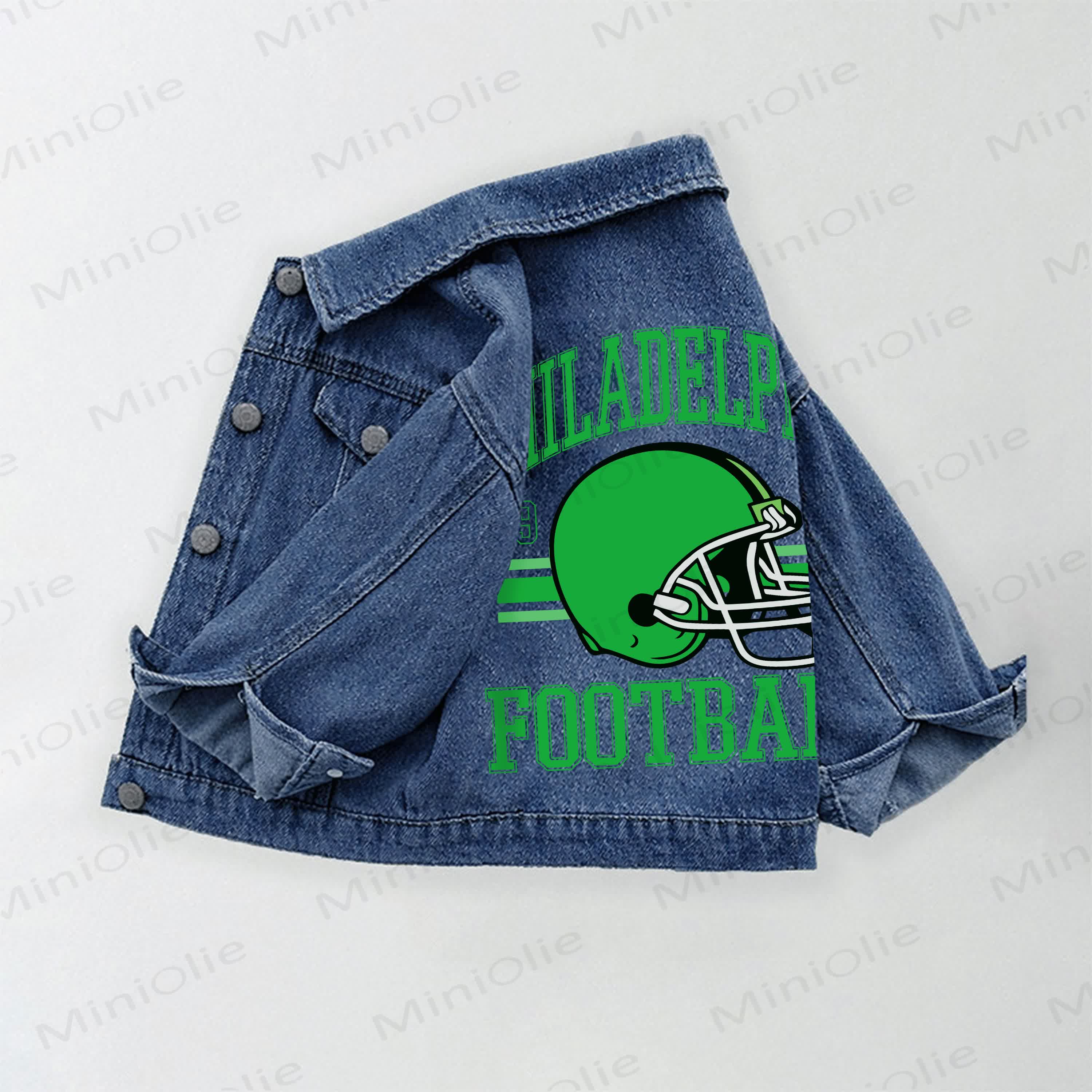 PHILADELPHIA FOOTBALL Toddler Kid Football Helmet Denim Jacket - Blue - 10-11T - image 1