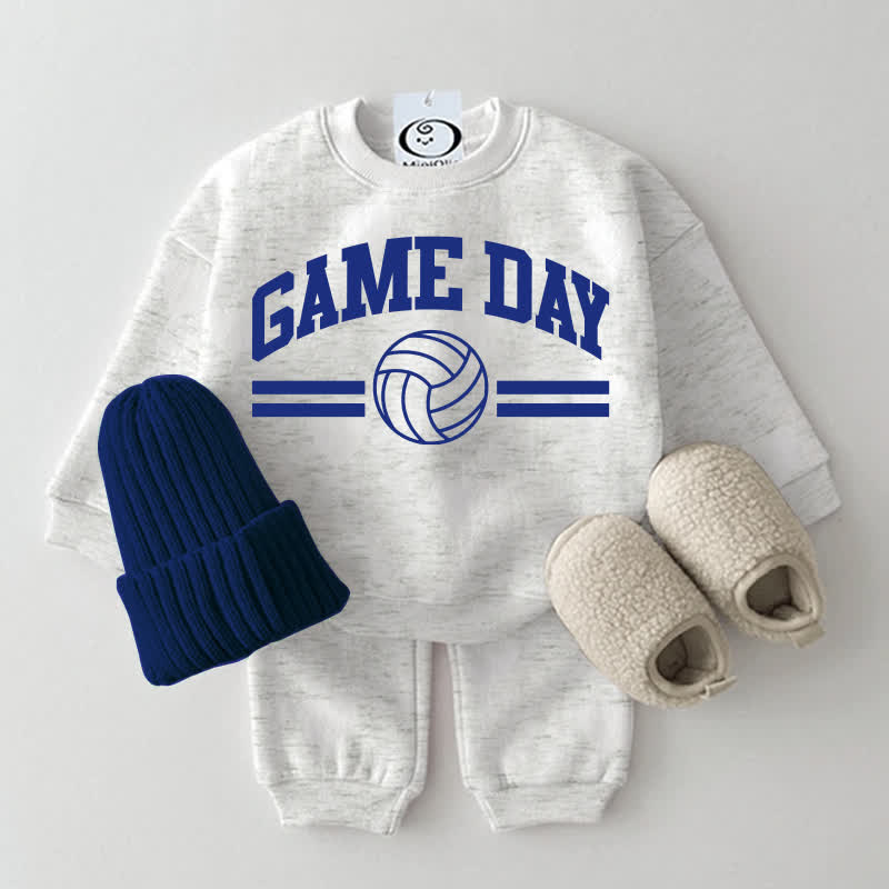 GAME DAY Baby Volleyball Print Sweatshirt 2-piece Set - Light Grey - 2-3T - image 2