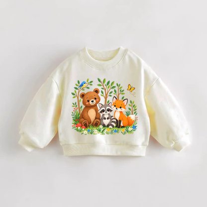 Baby Toddler Forest Animals Cream Sweatshirt - Cream - 3-5T - image 1