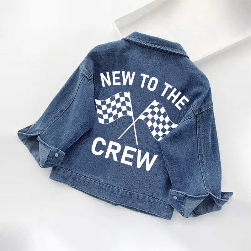 NEW TO THE CREW Toddler Kid Flag Print Denim Jacket - Blue - 10-11T - image 1